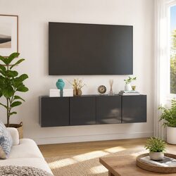 Value-Driven Wall-Mounted TV Cabinet Set - Two Pieces