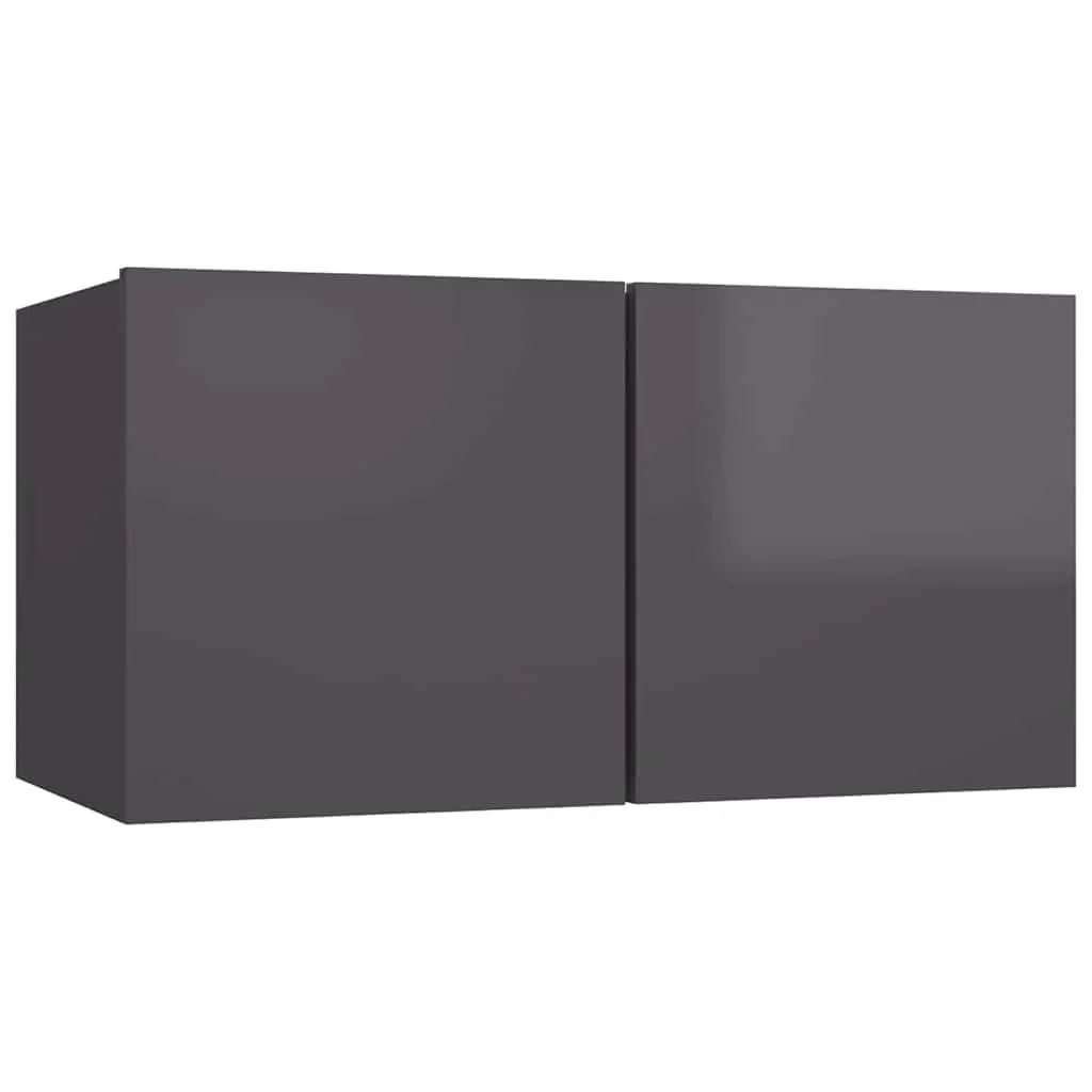 Hanging TV Cabinet Set 3 Pcs Wall Mount Living Room Storage Grey Modern