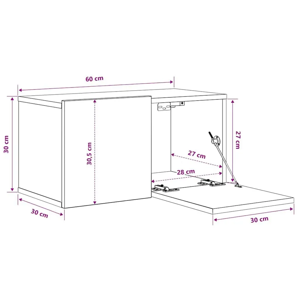 Hanging TV Cabinet Set 3 Pcs Wall Mount Living Room Storage Grey Modern