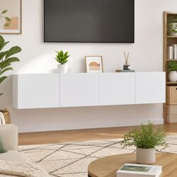 TV Cabinets 2 pcs White Wall-Mounted Storage Units Engineered Wood 80x30x30 cm