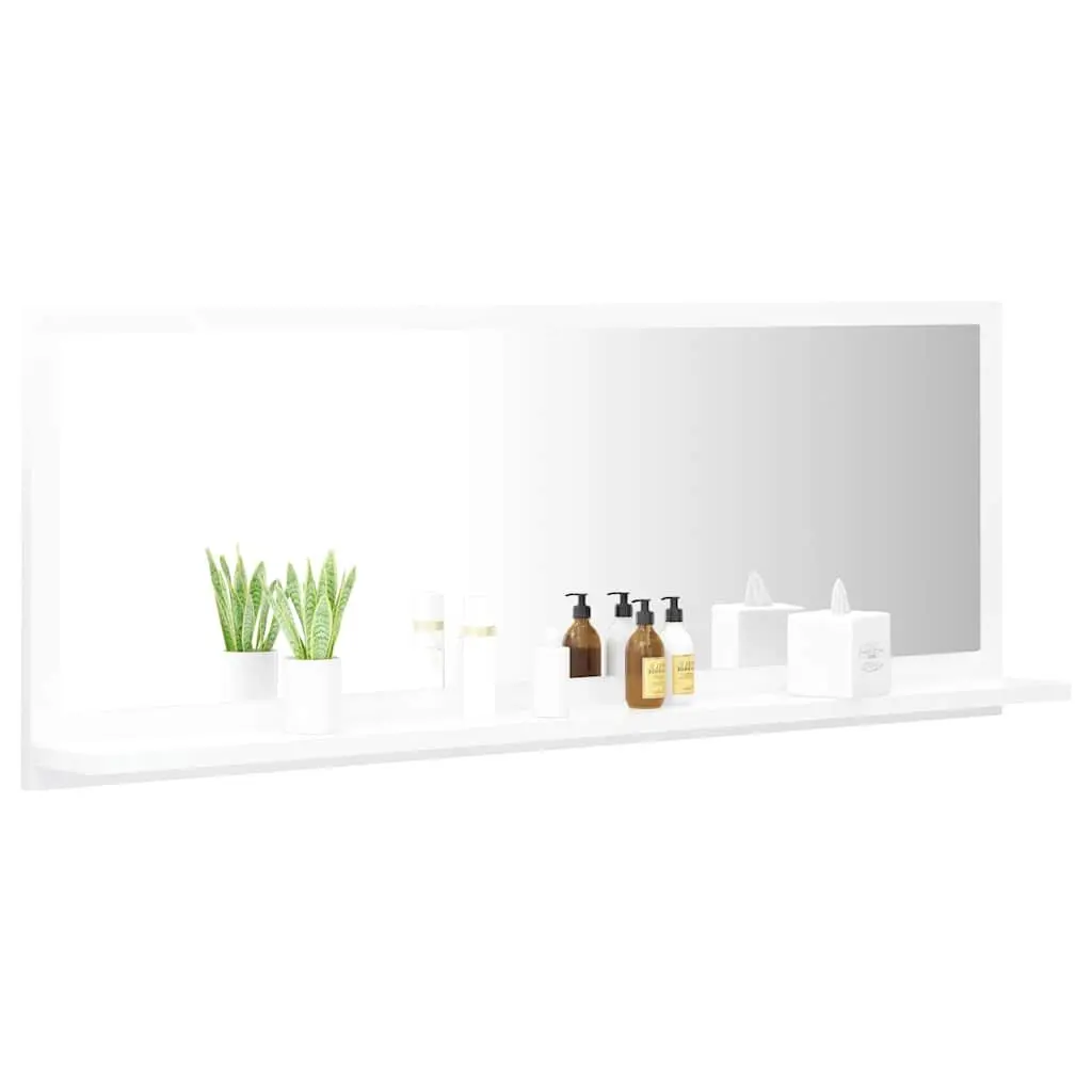 Bathroom Mirror Wall Mount Vanity Unit Engineered Wood Shelf Storage White