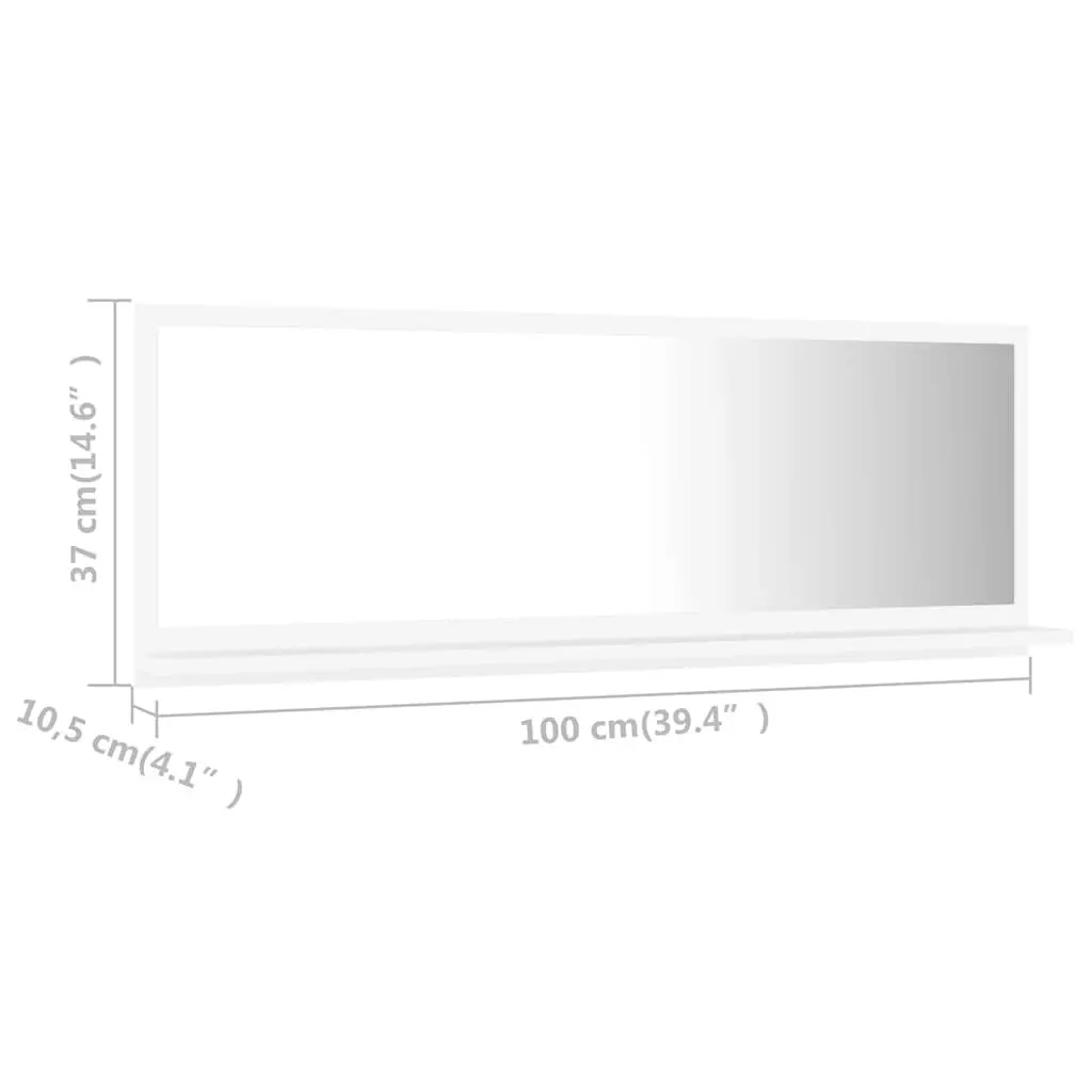 Bathroom Mirror Wall Mount Vanity Unit Engineered Wood Shelf Storage White