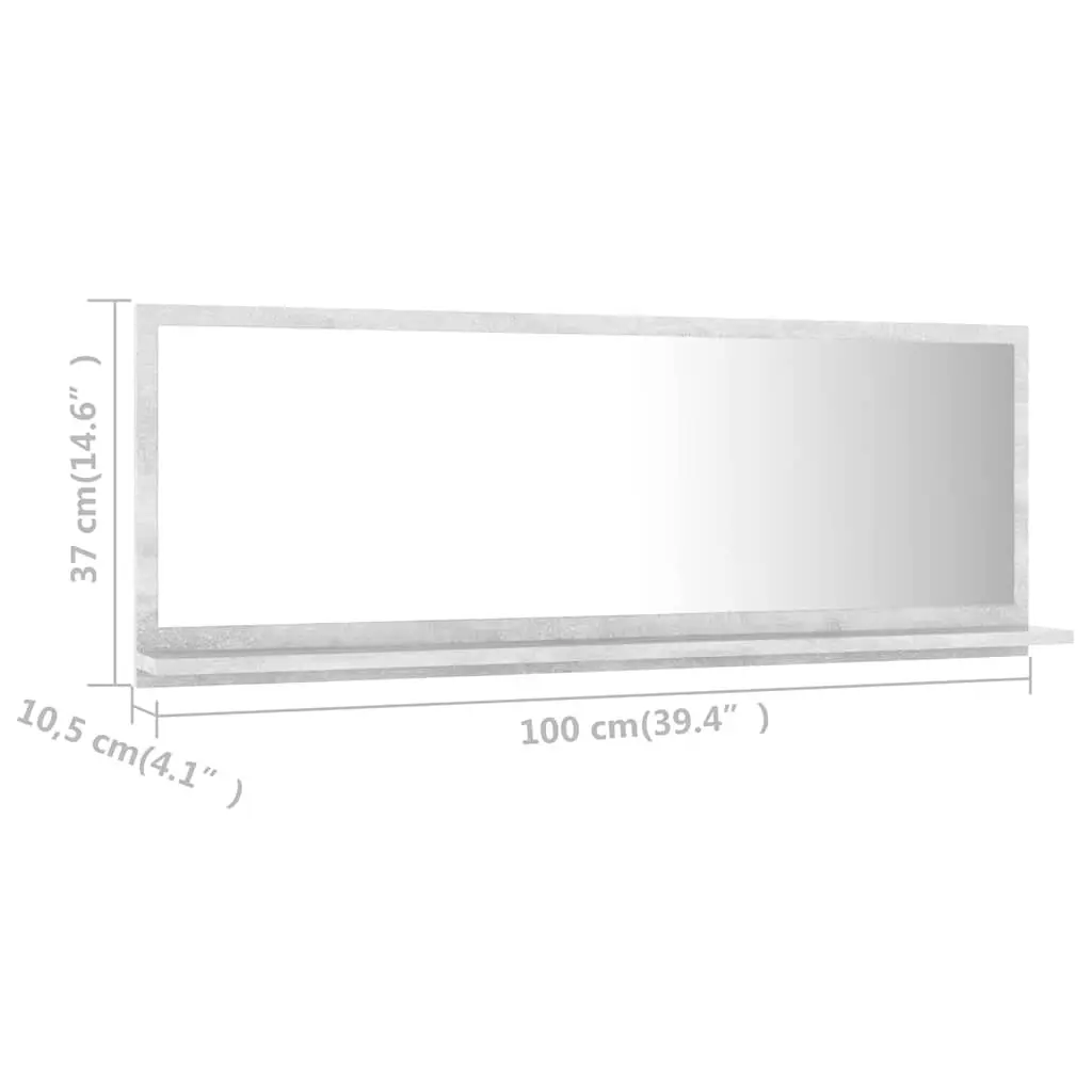 Bathroom Vanity Mirror Storage Shelf Wall Mount 100x10.5x37cm Grey Engineered Wood