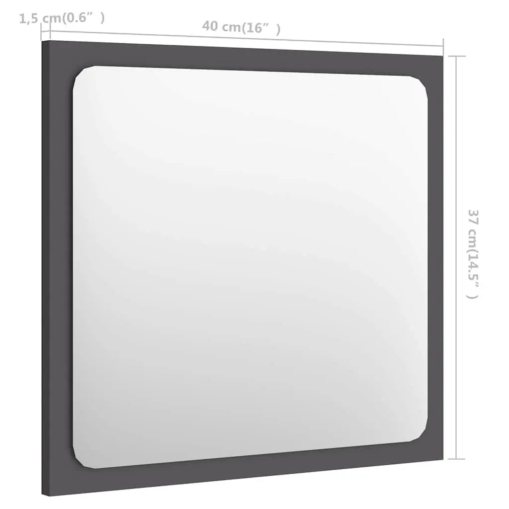 Bathroom Vanity Mirror Wall Mounted Storage Cabinet 40cm Grey Engineered Wood