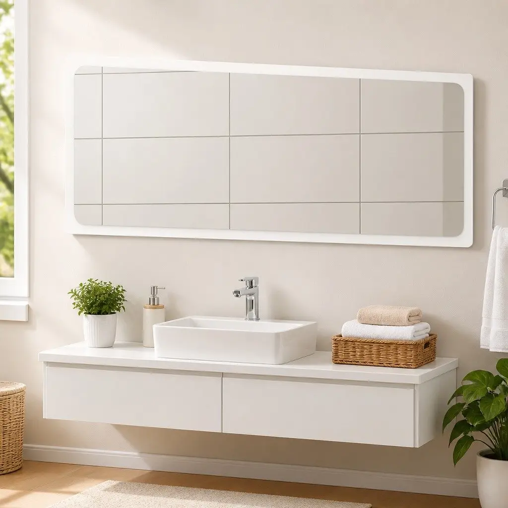Bathroom Vanity Mirror Wall Mount Storage Cabinet 100cm White Engineered Wood