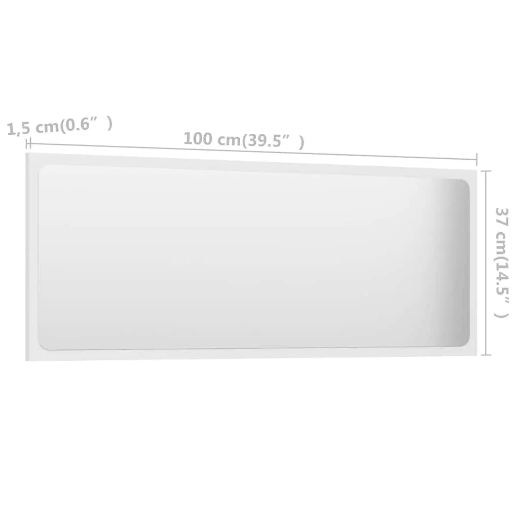 Bathroom Vanity Mirror Wall Mount Storage Cabinet 100cm White Engineered Wood