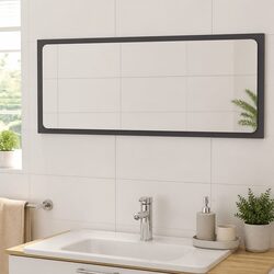 Bathroom Vanity Mirror Grey Wall Mounted Storage Cabinet Engineered Wood 100cm