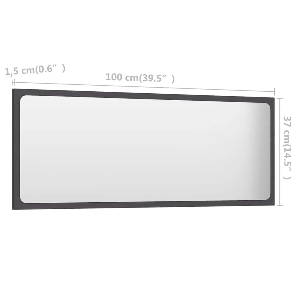 Bathroom Vanity Mirror Wall Mounted Storage Cabinet 100cm Grey