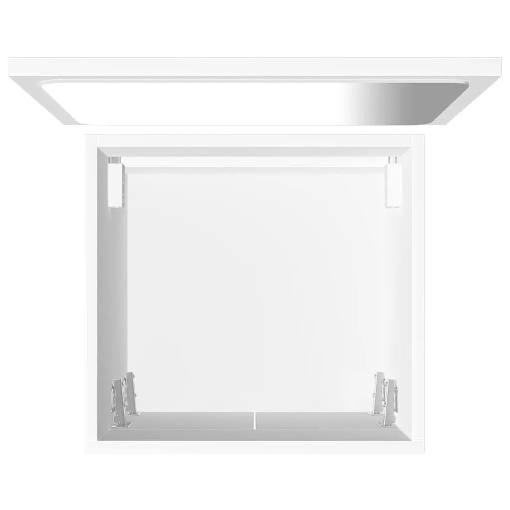 Bathroom Furniture Set Storage 2 Piece White Engineered Wood Cabinet Mirror