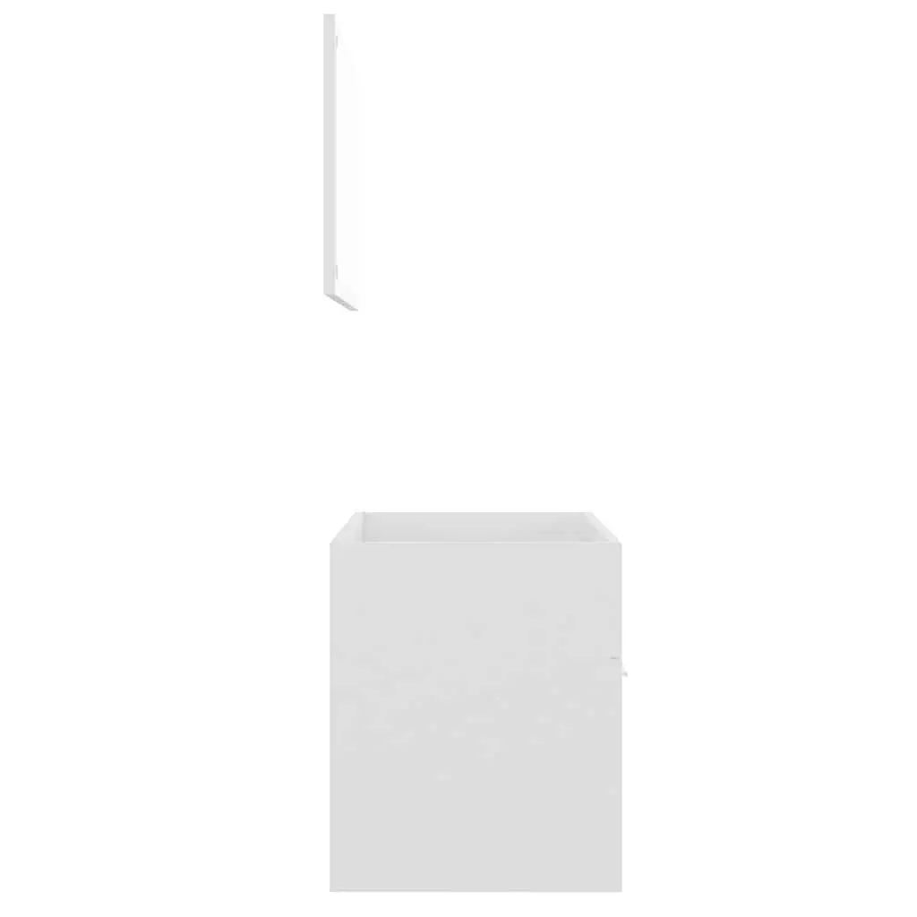 Bathroom Furniture Set 2 Piece Storage Cabinet Mirror White Engineered Wood