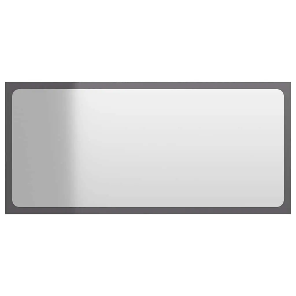 Bathroom Furniture Set Grey High Gloss 2 Piece Mirror Cabinet Engineered Wood