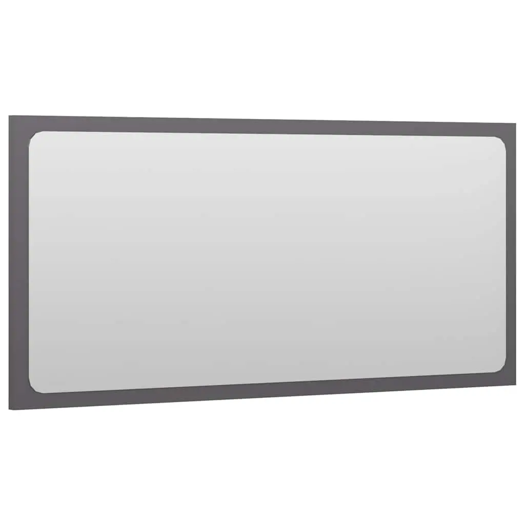 Bathroom Furniture Set Grey High Gloss 2 Piece Mirror Cabinet Engineered Wood