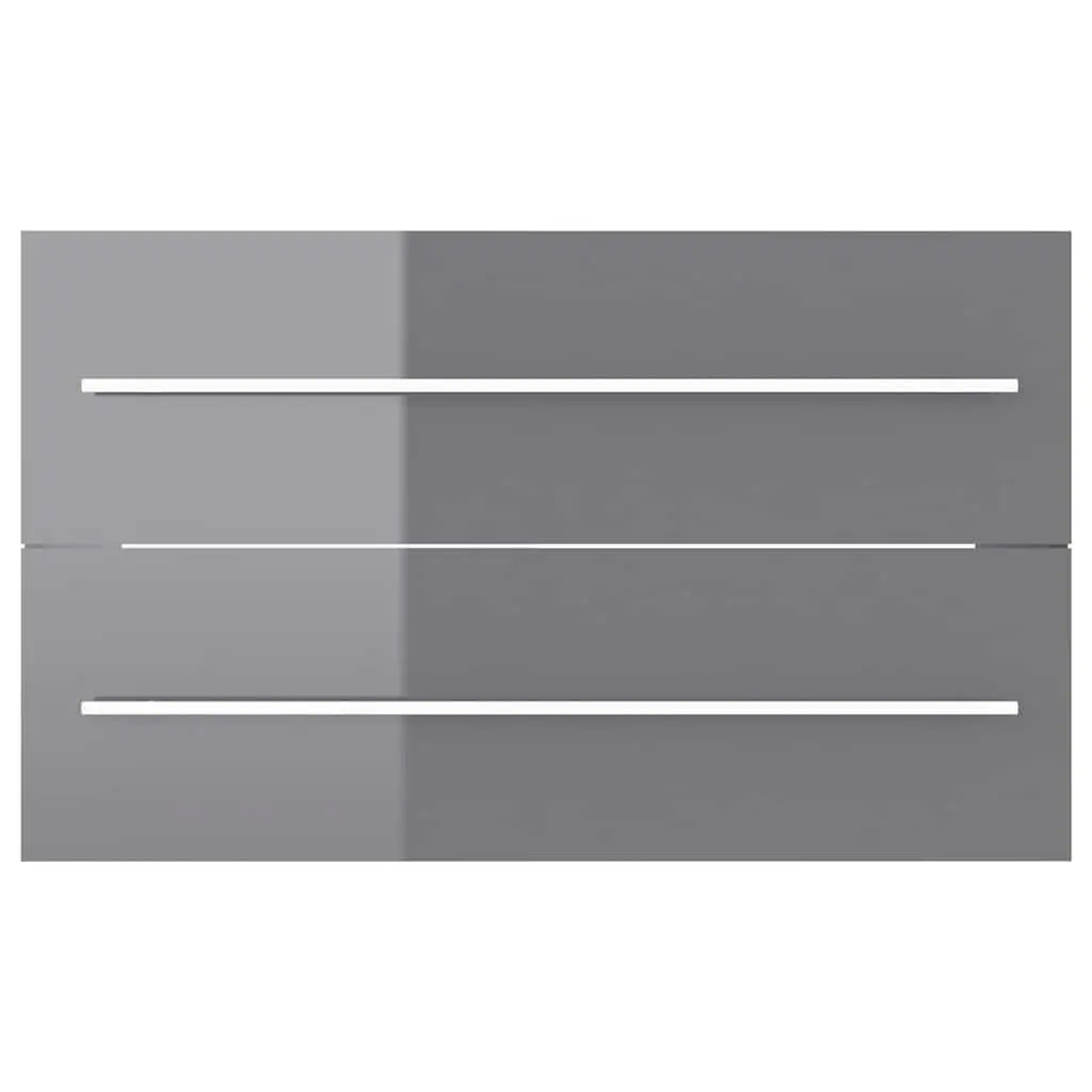 Bathroom Furniture Set Grey High Gloss 2 Piece Mirror Cabinet Engineered Wood