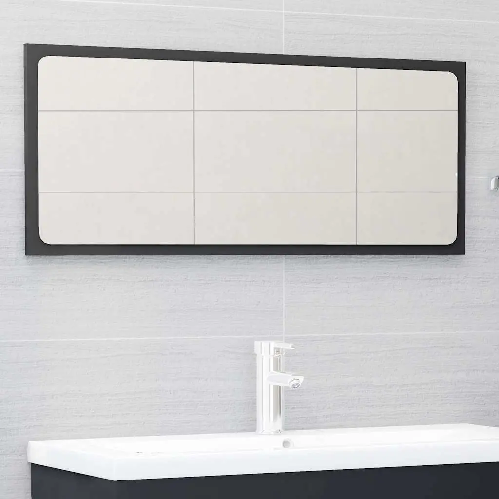 Grey Engineered Wood Bathroom Storage Set 2 Piece Cabinet Mirror
