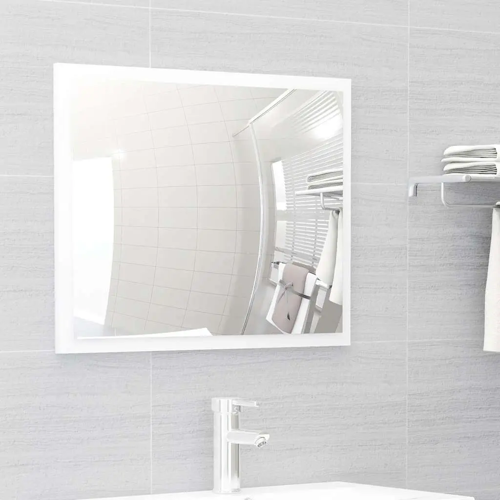 Bathroom Furniture Set 2 Piece White Cabinet Mirror Engineered Wood