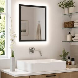 Value-Driven Grey LED Bathroom Mirror with RGB Light Features