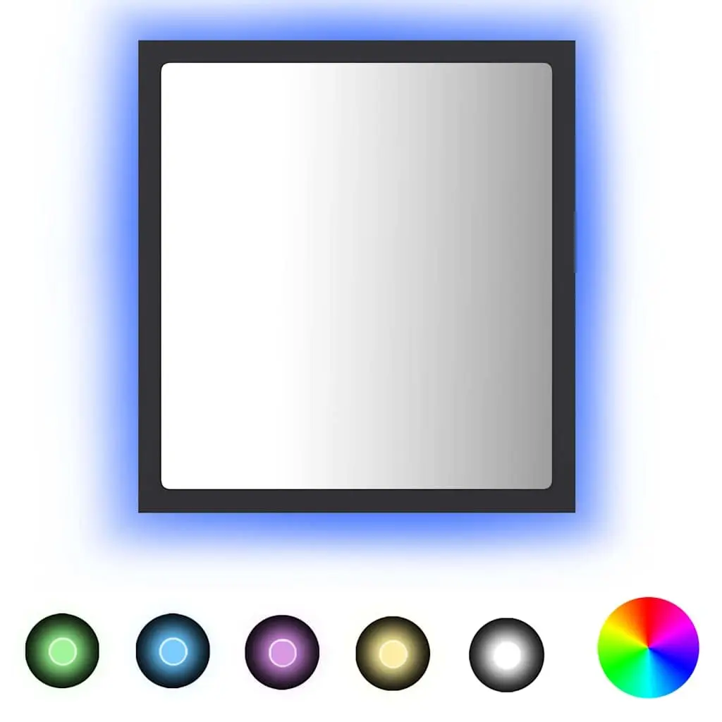Wall Mounted Mirror LED Light RGB Grey 40x8.5x37 cm Bathroom Vanity