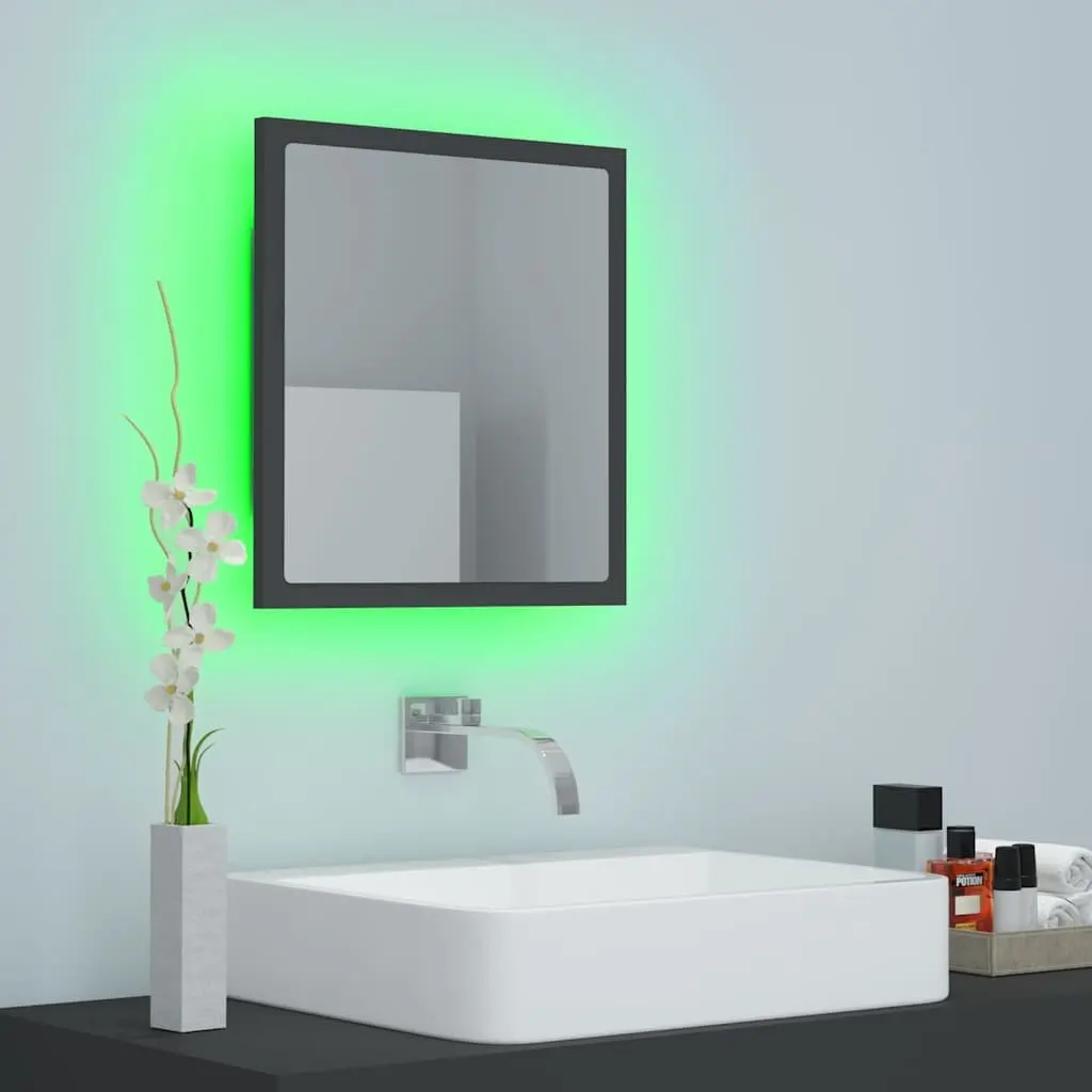 Wall Mounted Mirror LED Light RGB Grey 40x8.5x37 cm Bathroom Vanity