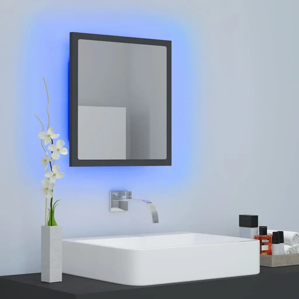 Wall Mounted Mirror LED Light RGB Grey 40x8.5x37 cm Bathroom Vanity