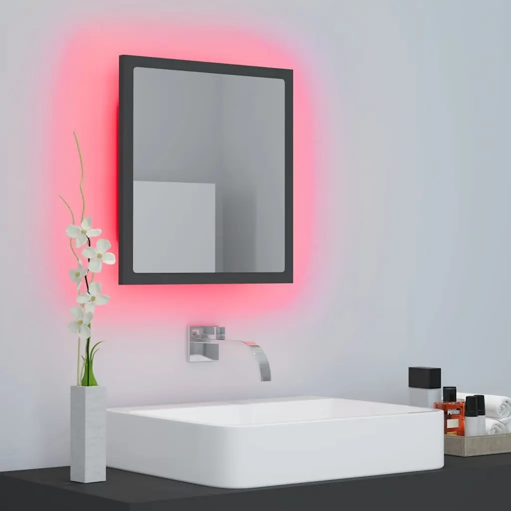 Wall Mounted Mirror LED Light RGB Grey 40x8.5x37 cm Bathroom Vanity