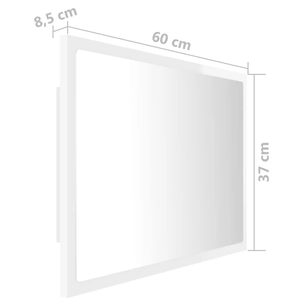 LED Bathroom Mirror White 60x8.5x37cm Wall Mount Vanity Unit RGB Light Acrylic
