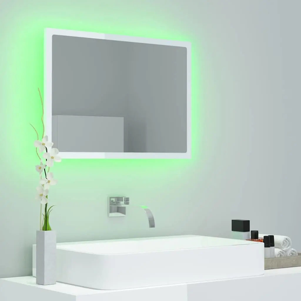 LED Bathroom Mirror White 60x8.5x37cm Wall Mount Vanity Unit RGB Light Acrylic