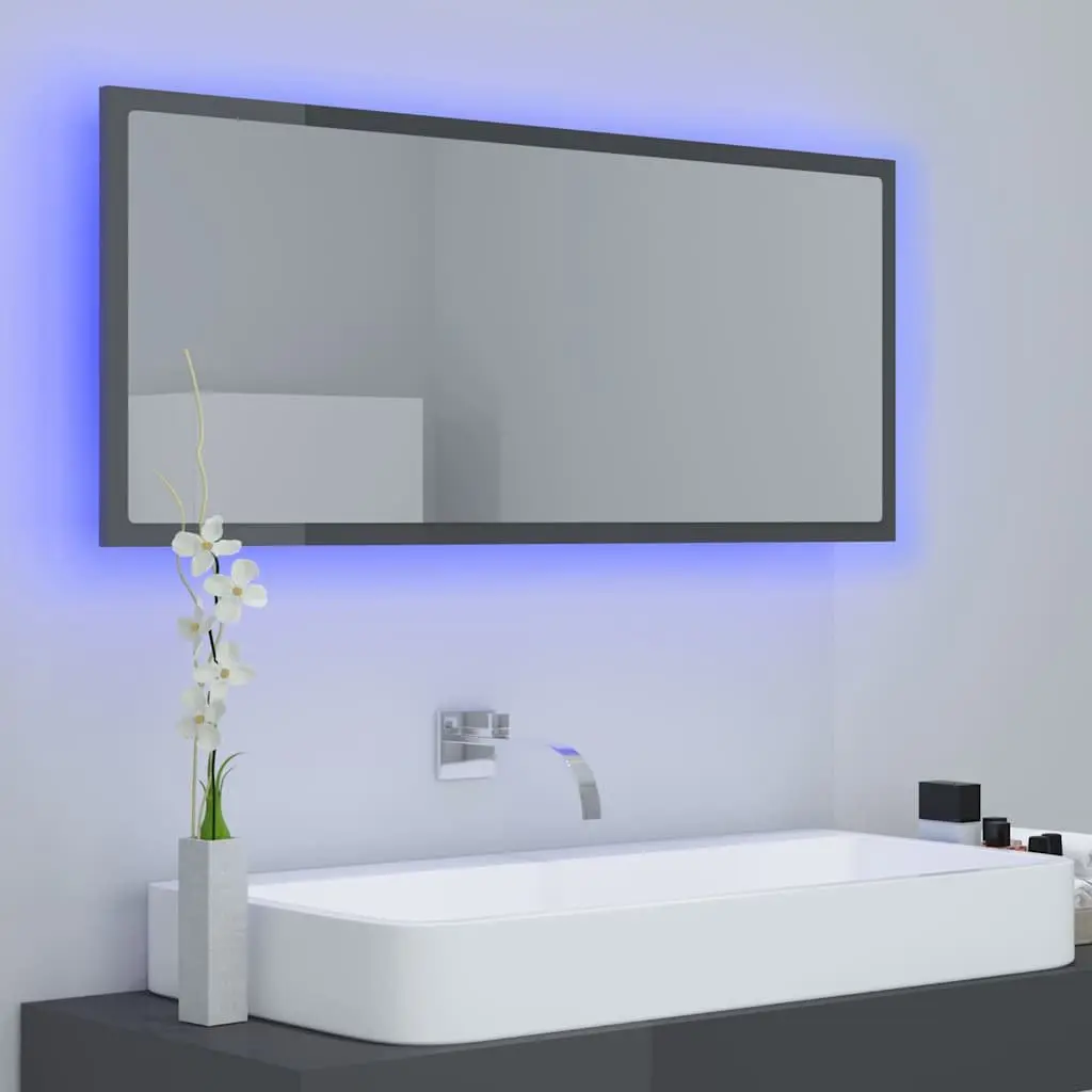 LED Bathroom Mirror Wall Mounted RGB Light 100x8.5x37 cm Grey