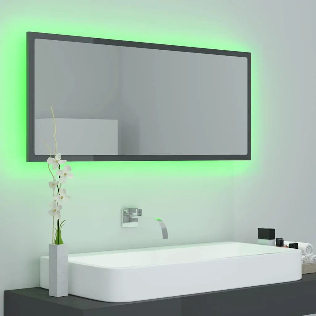 LED Bathroom Mirror Wall Mounted RGB Light 100x8.5x37 cm Grey