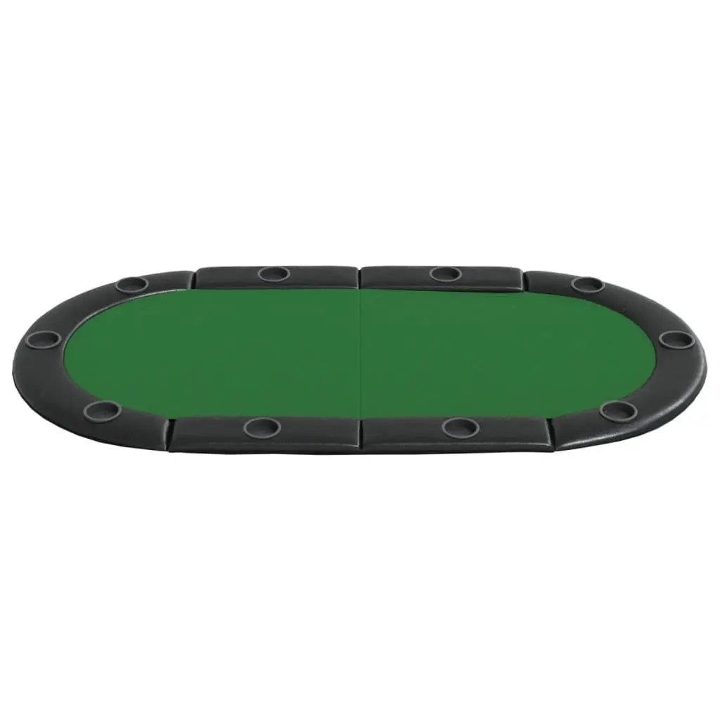 Poker Tabletop 10-Player Folding Gaming Table Green Felt Cup Holders Padded Rim