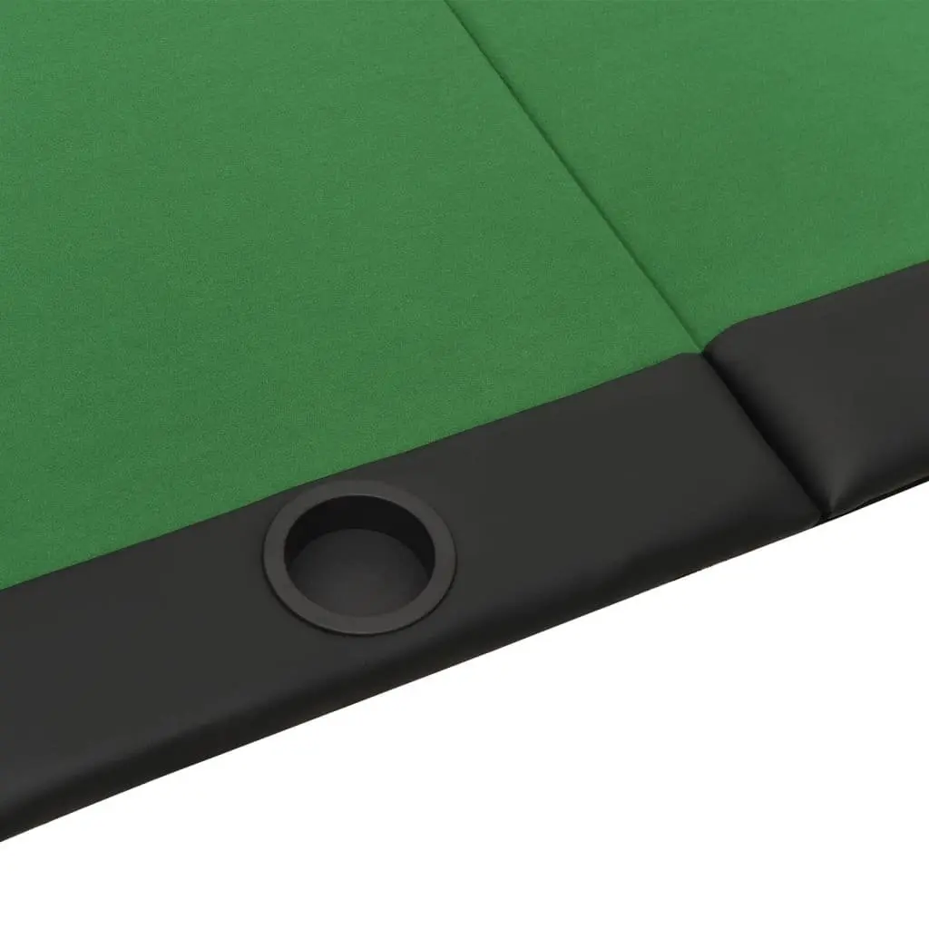 Poker Tabletop 10-Player Folding Gaming Table Green Felt Cup Holders Padded Rim