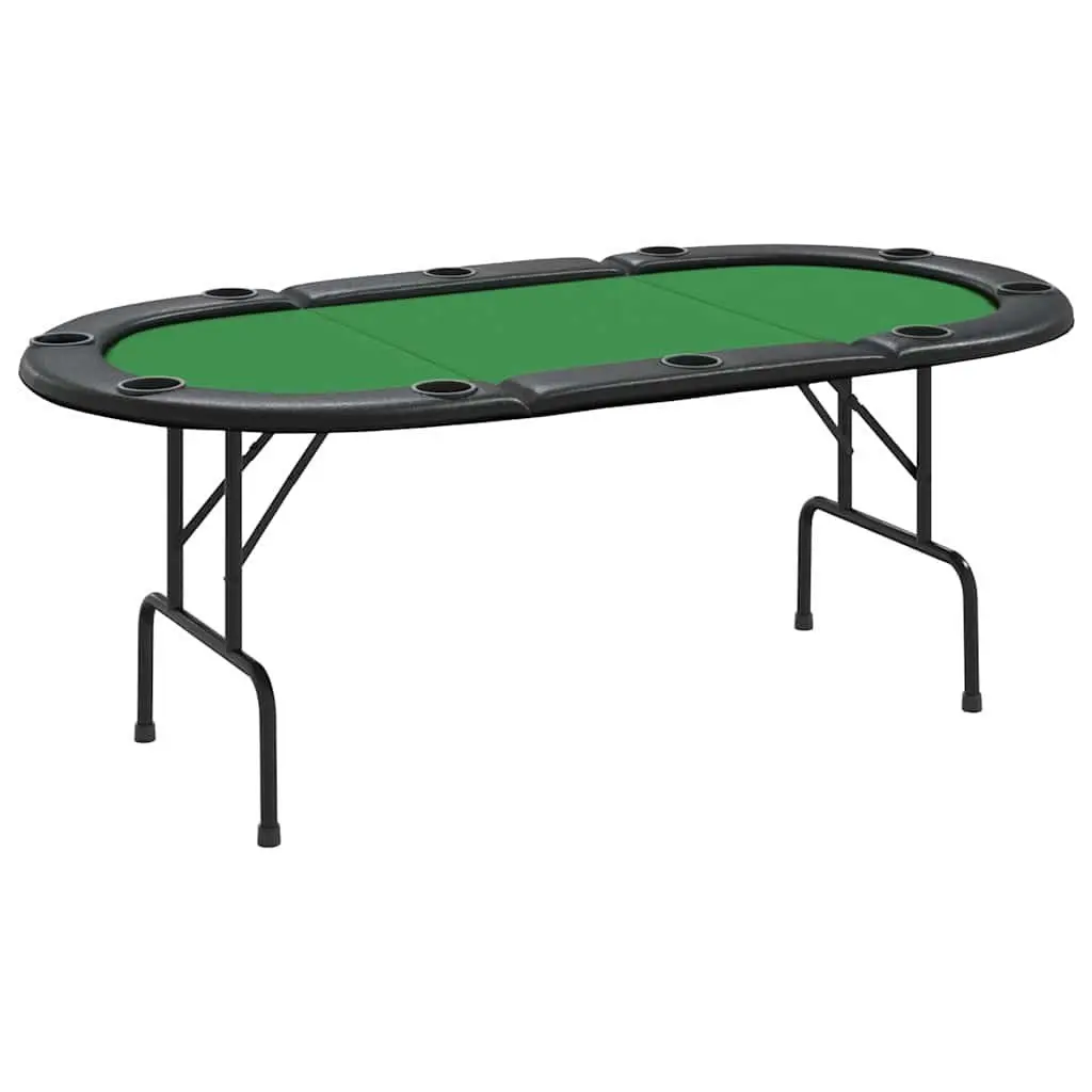 Poker Table 10 Player Folding Gaming Table Green Padded Rim