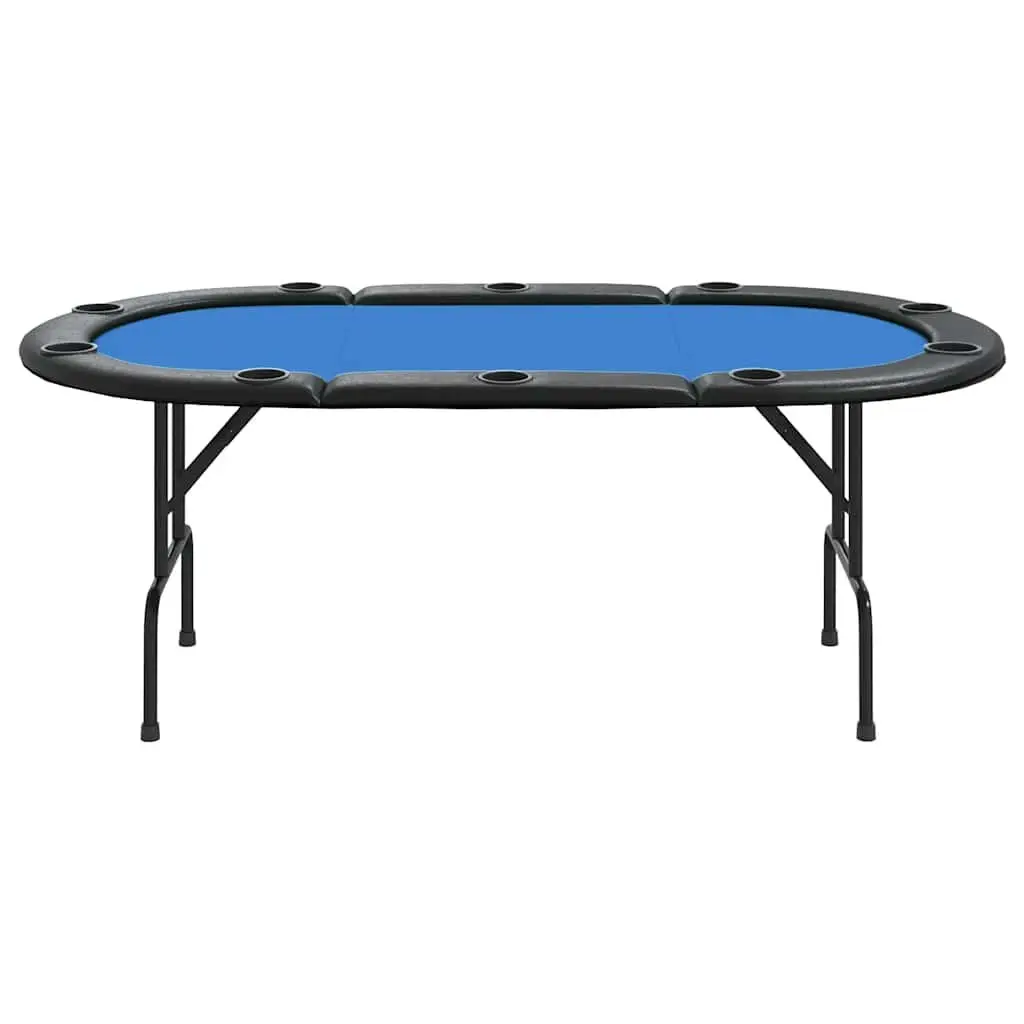 Poker Table 10 Player Folding Game Card Table Blue 207x106x76cm Casino Style