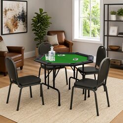 8-Player Folding Poker Table Green Gaming Card Table Casino Night Game Furniture