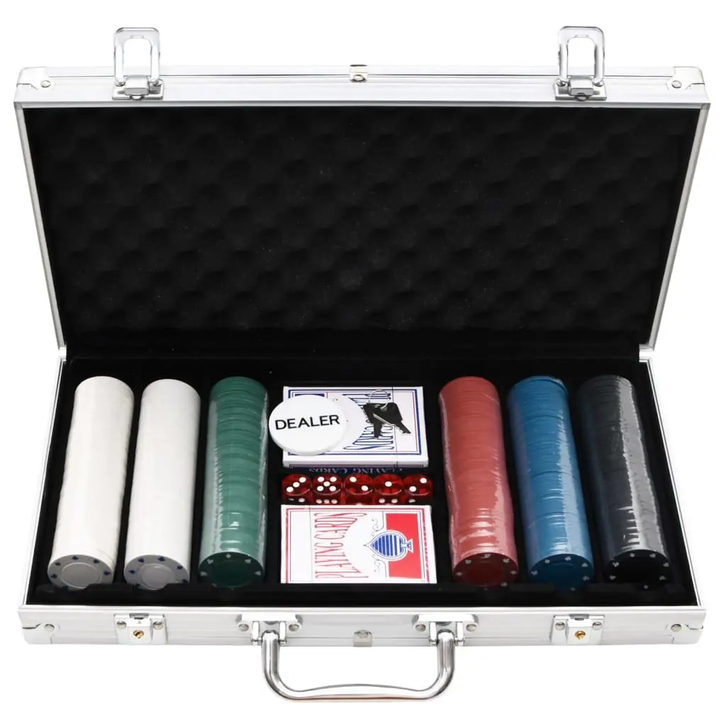 Poker Chip Set 300 Pieces 4g Chips with Dice Cards Dealer Button Carry Case