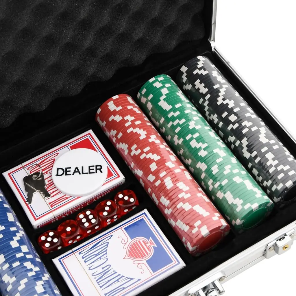 Poker Chip Set Casino Game 300 Pieces 11.5g Classic Colours Aluminium Carry Case
