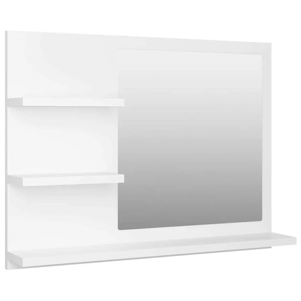 Bathroom Vanity Mirror Wall Mount Storage Shelves 60x10.5x45 cm White