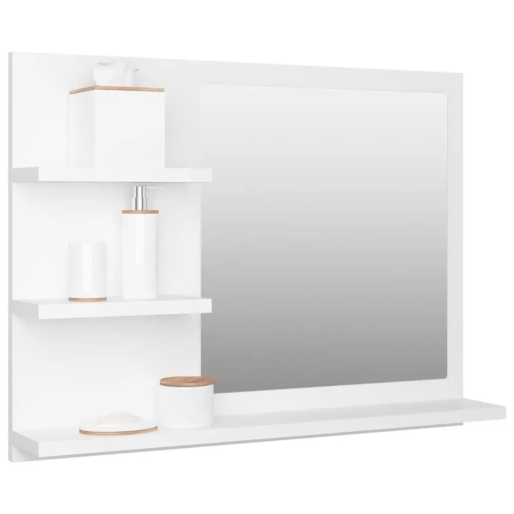 Bathroom Vanity Mirror Wall Mount Storage Shelves 60x10.5x45 cm White