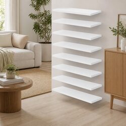 Affordable White Floating Shelf Boards – 8 Pieces