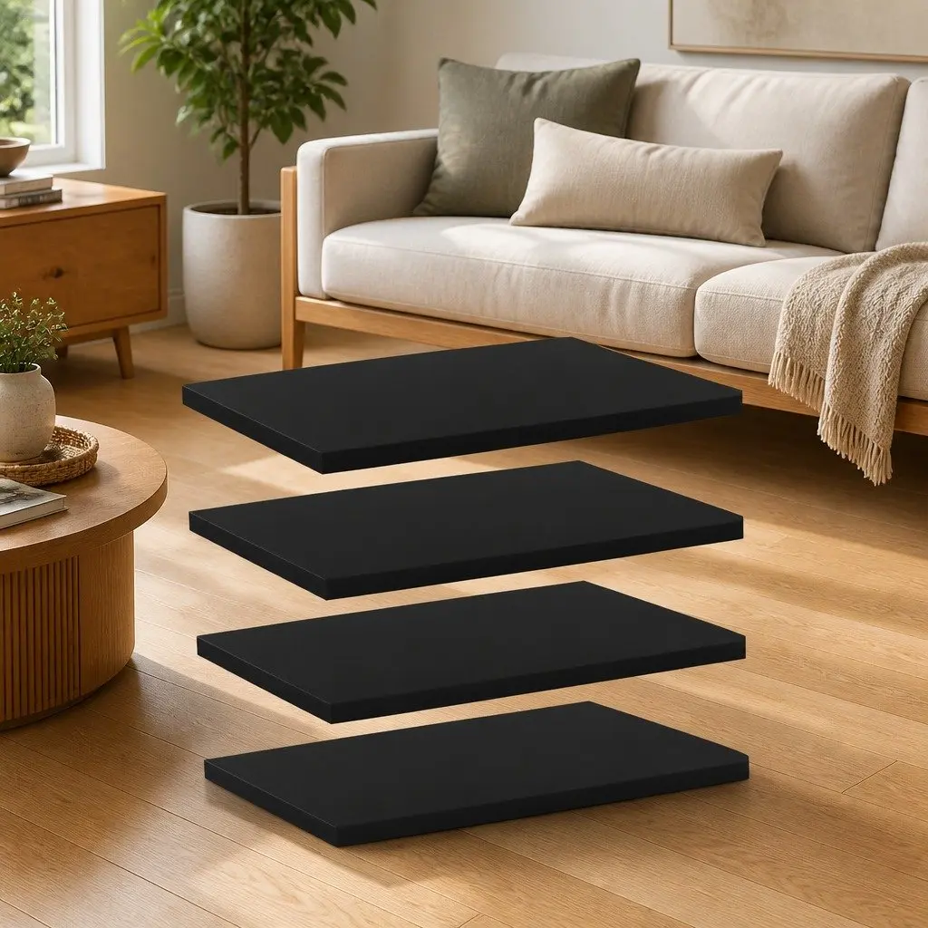 Black Bookshelf Boards (Set of 4) for Storage
