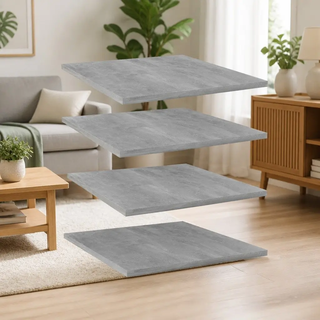 Floating Shelf Boards Grey Wall Mount Storage Shelving 40 x 50 x 1.5 cm Engineered Wood 4 Pieces