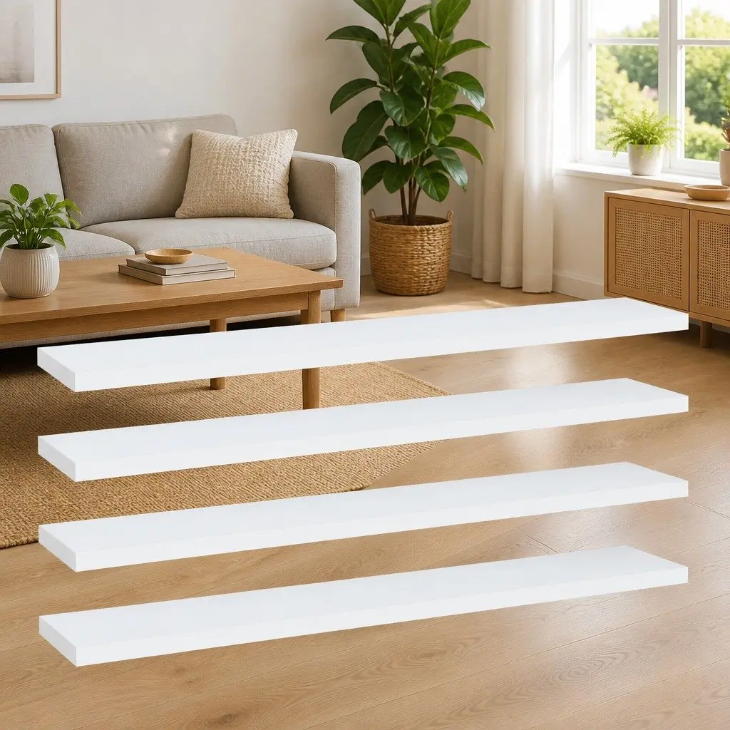 Bookshelf Boards 4 pcs White 60x10x1.5 cm Storage Shelves Engineered Wood Panels
