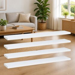 White Bookshelf Boards 4 pcs, Practical 60x10x1.5 cm