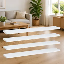 White Bookshelf Boards 4 pcs, Practical 60x10x1.5 cm