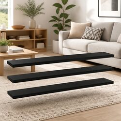High-Quality Black Bookshelf Boards, Set of 4, Easy Care