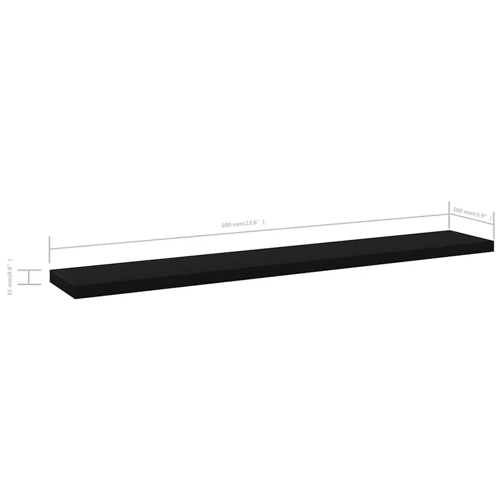 Bookshelf Boards Black 60x10x1.5 cm Engineered Wood Shelving Panels 4 Piece