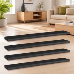 Bookshelf Boards 4 pcs High Gloss Black 60x10x1.5 cm Engineered Wood Storage