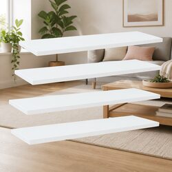 Practical White Bookshelf Boards - 4 Durable Pieces