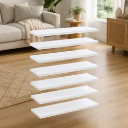 White Bookshelf Boards Set of 8 – Efficient Storage 60x20x1.5 cm