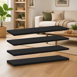 Versatile Black Floating Shelf Boards Set - 4 Pieces