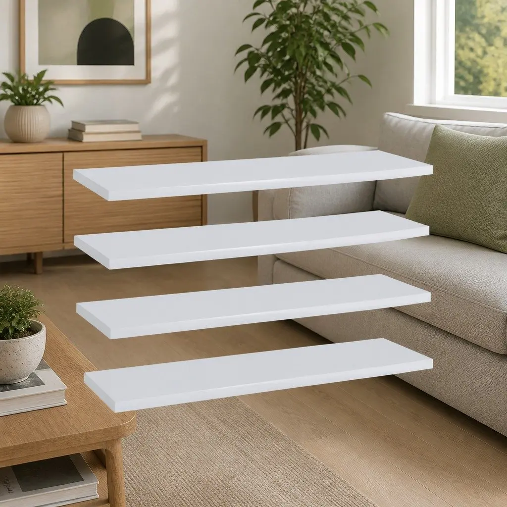 Bookshelf Boards 4 pcs White 60x20x1.5 cm Engineered Wood Shelves Storage